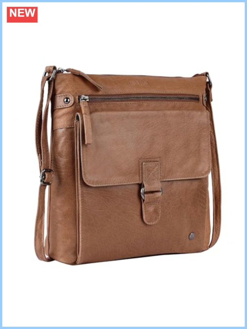 Large Soft Real Leather Womens Crossbody Bag Triple Zip Sling Adjustable Strap